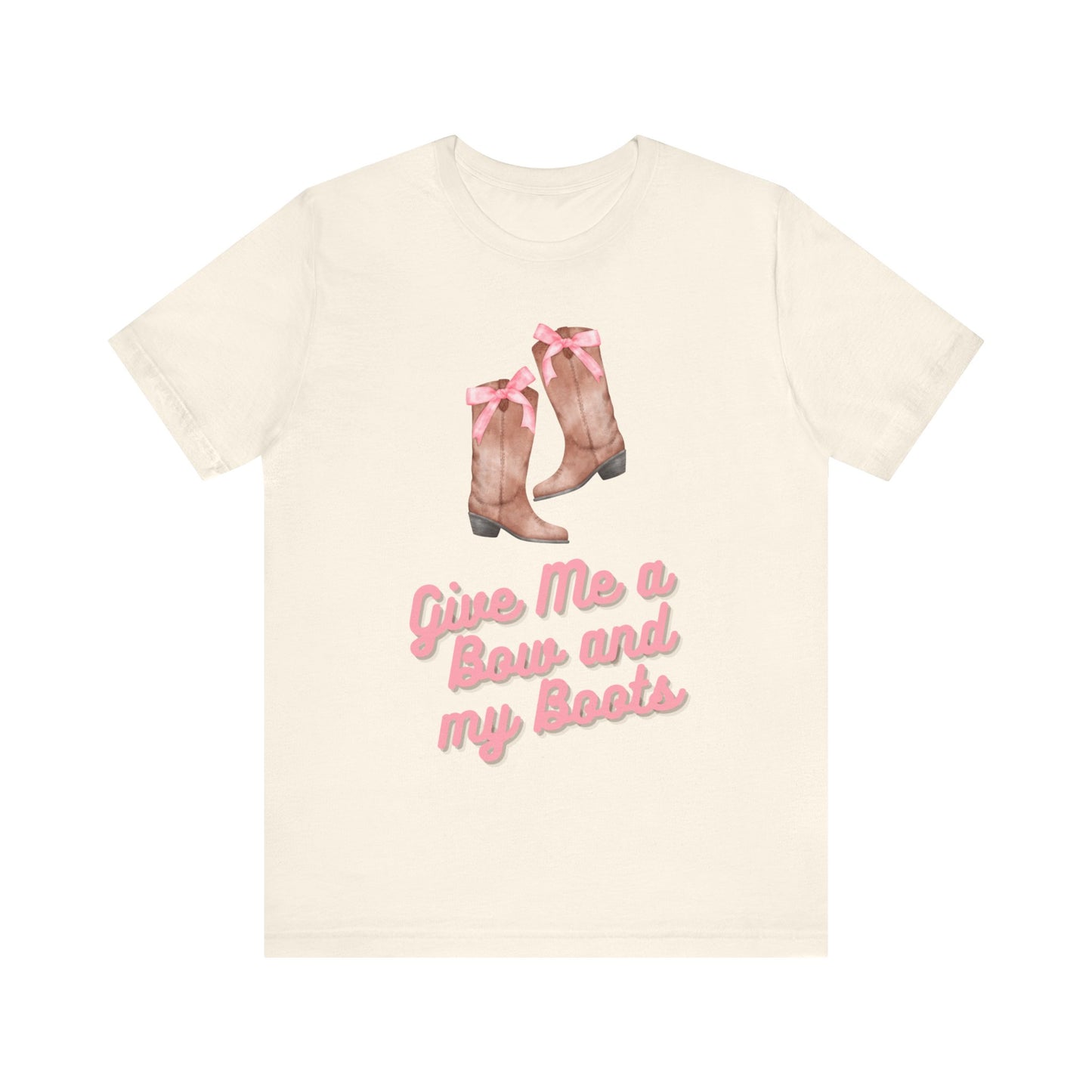 Pink Cowgirl Bow & Boots Women's Jersey Short Sleeved Tee Size S-2xl