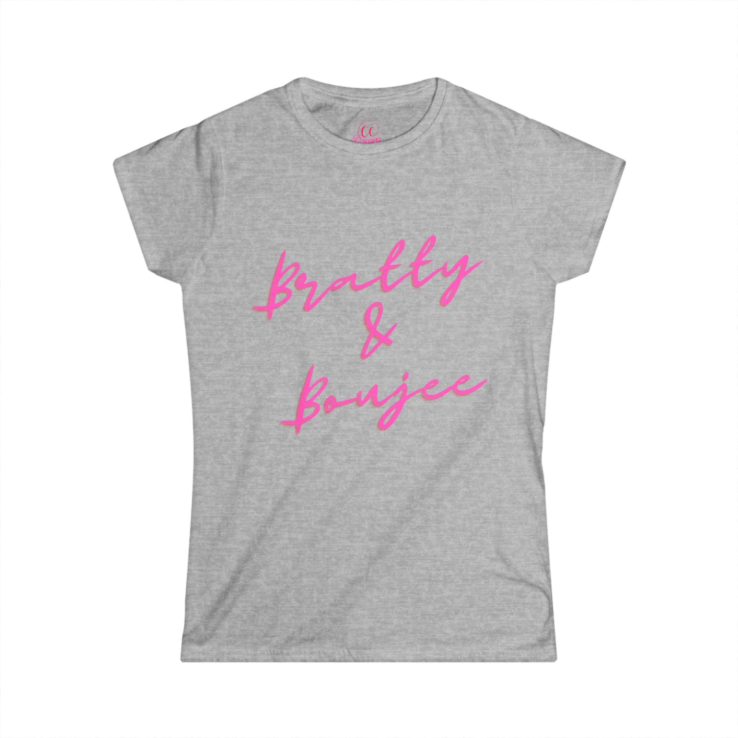 Bratty & Boujee Pink Script Women's Softstyle Tee Sizes S-2xl