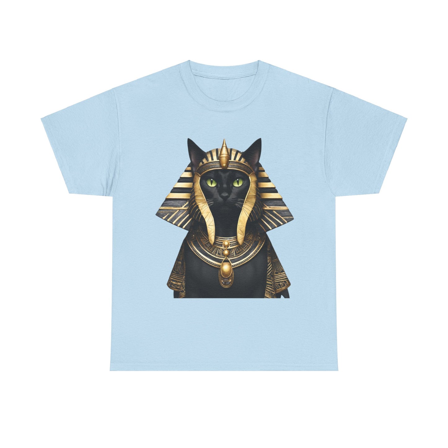 Black & Gold Egyptian Princess Pharaoh Kitty Cat Women's Plus Cotton Short Sleeved Tee Size xl-5xl