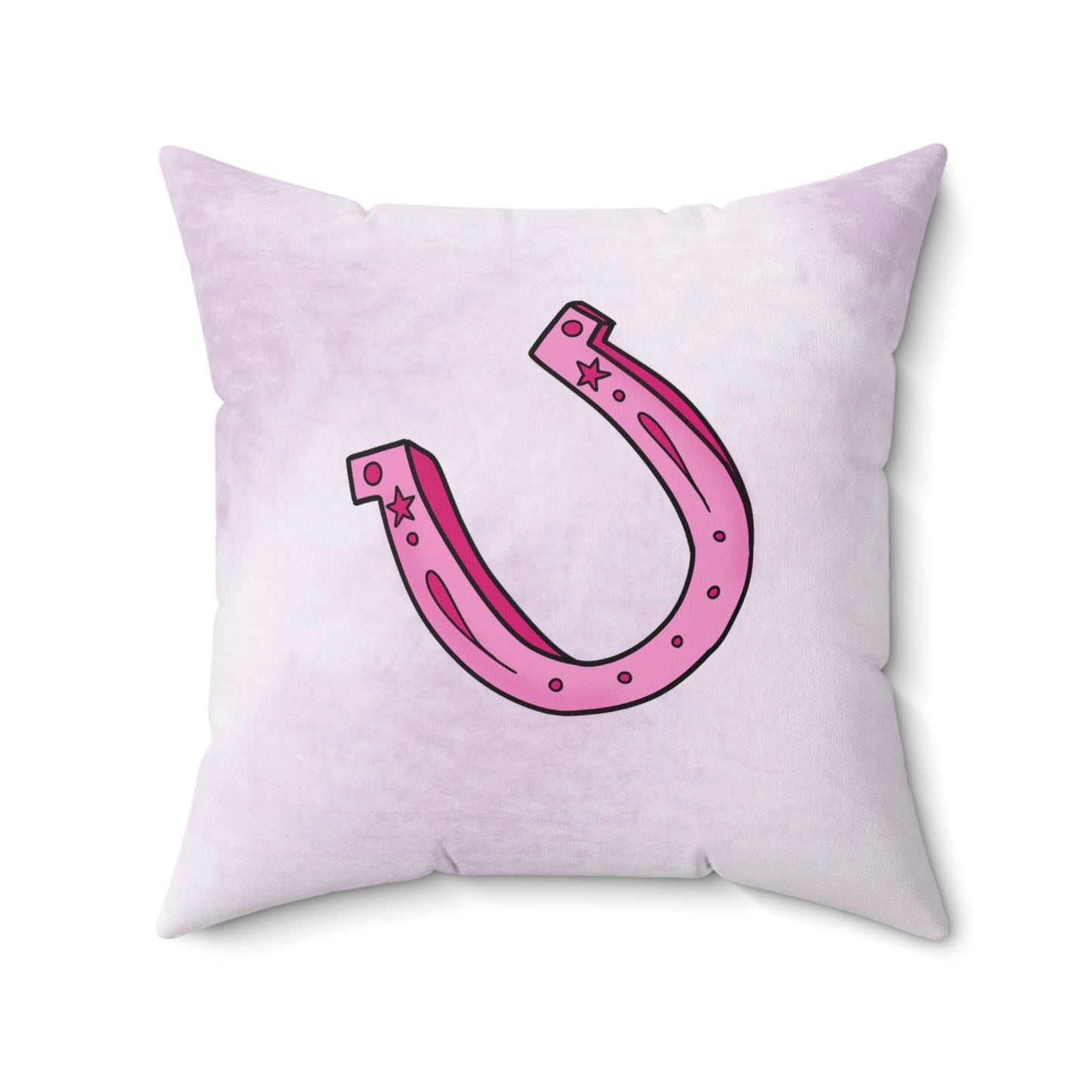 Pink & Purple Lucky Horseshoe Cowgirl Marbled Double Sided Square Pillow - Multiple Sizes