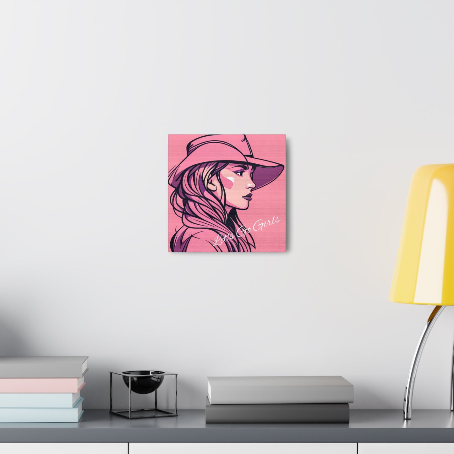 Pink Cowgirl Let's Go Girls Wrapped Canvas Art Multiple Sizes