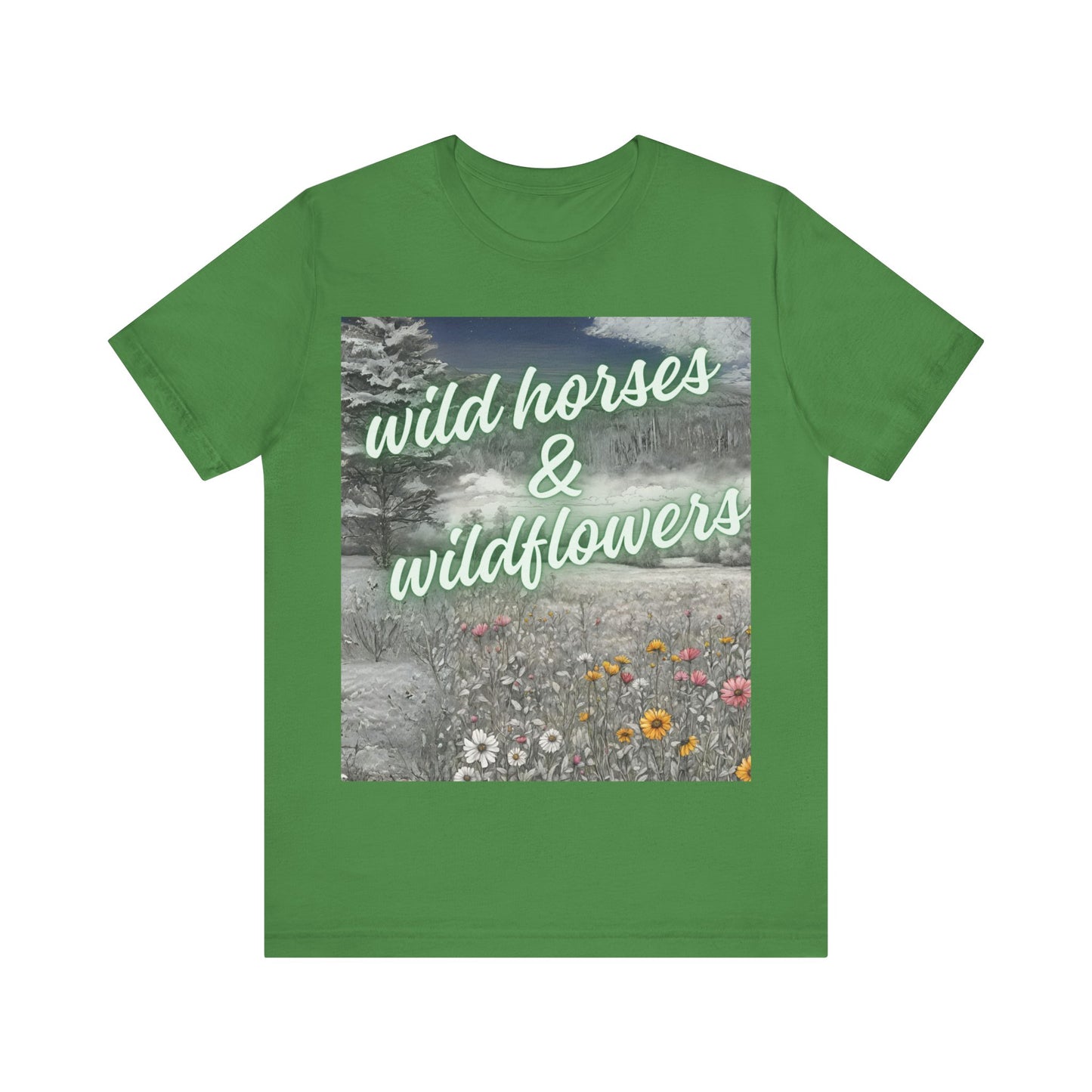 Wild Horses & Wildflowers Country Cowgirl Women's Jersey Short Sleeved Tee Size S-2xl