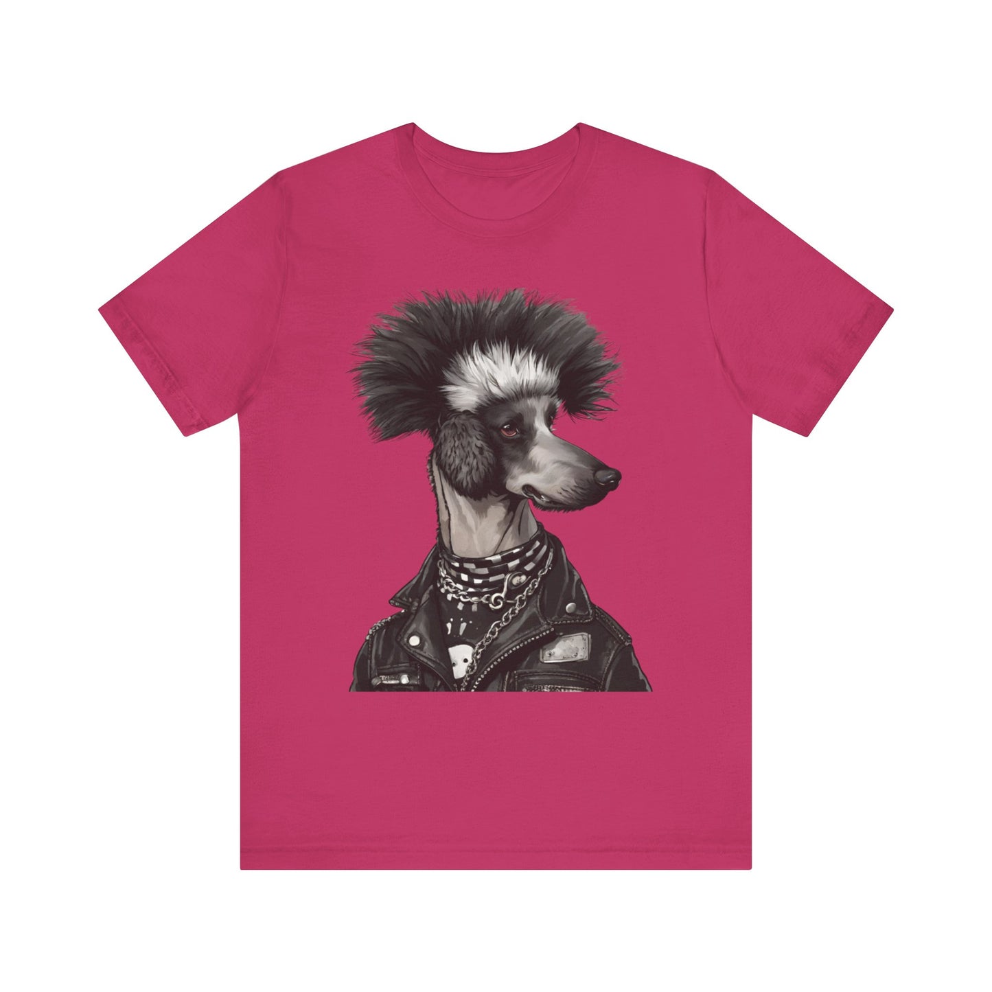 Black & White Punk Rock Poodle Puppy Dog Women's Jersey Short Sleeve Tee Size s-2xl