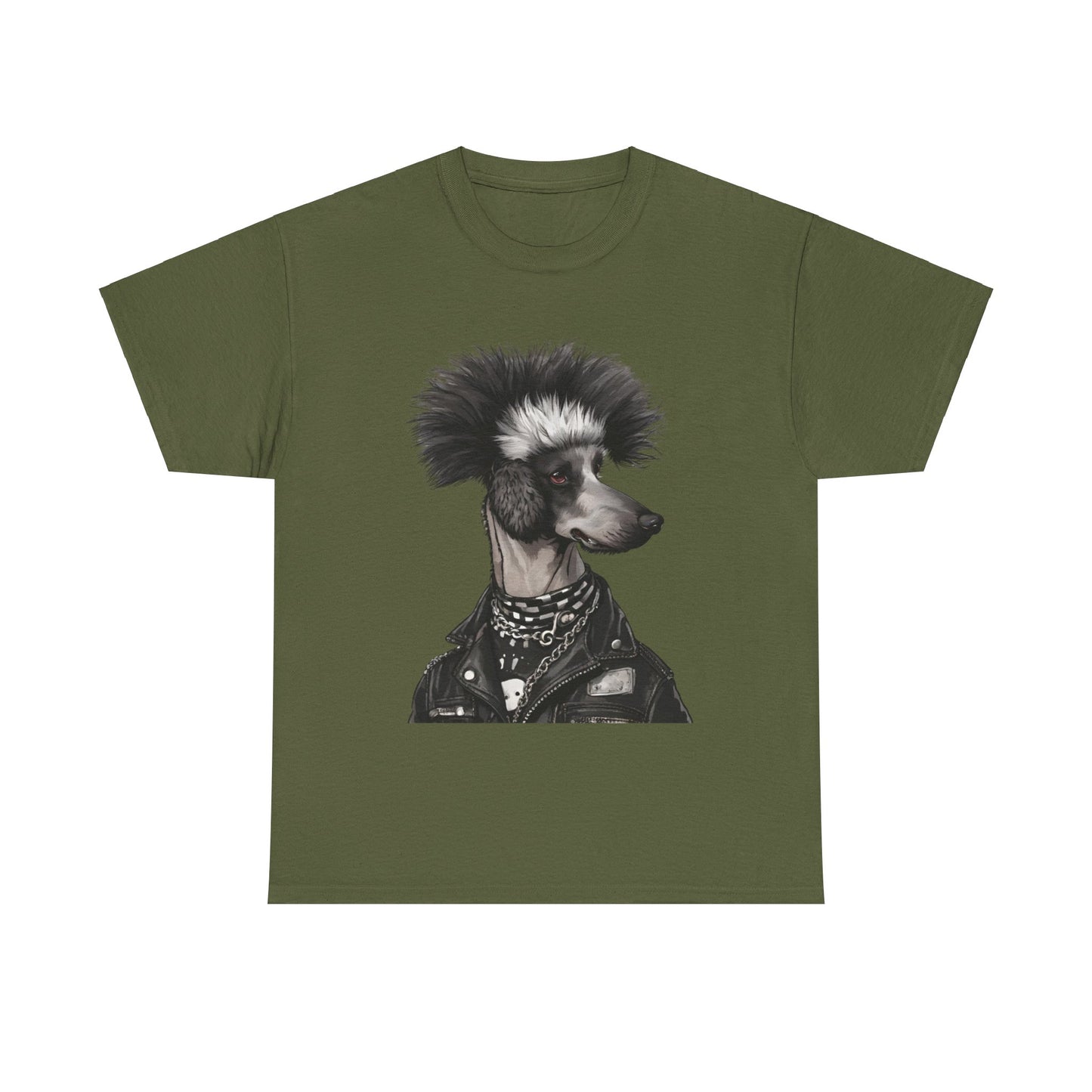 Black & White Punk Rock Poodle Puppy Dog Women's Plus Cotton Tee Size xl-5xl