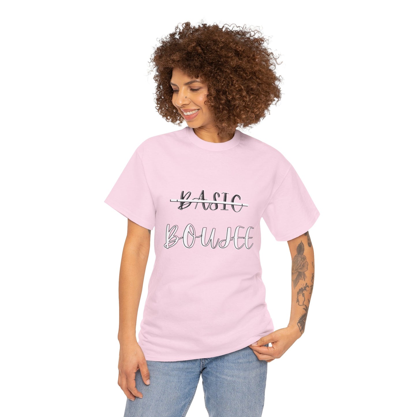 Pink Boujee Not Basic Women's Plus Heavy Cotton Tee Size xl-5xl