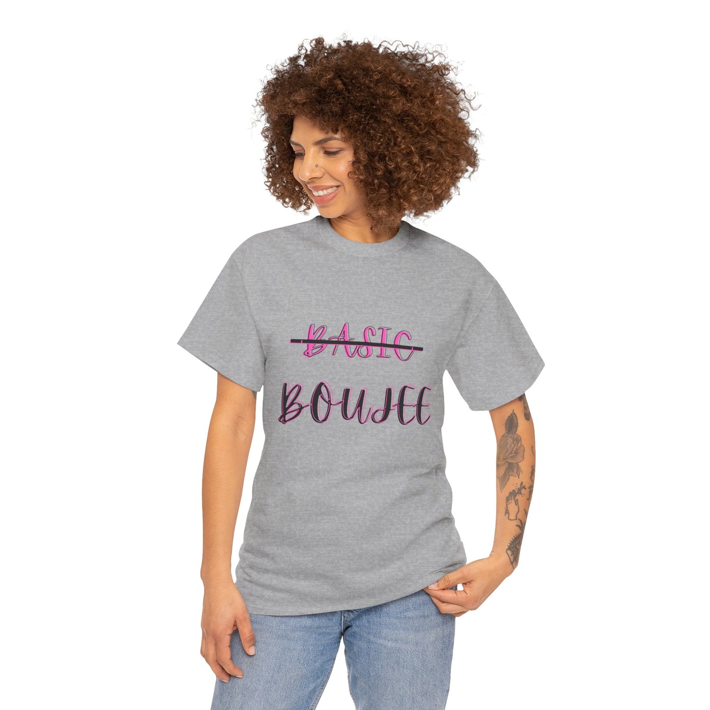 Pink Boujee Not Basic Women's Plus Heavy Cotton Tee Size xl-5xl