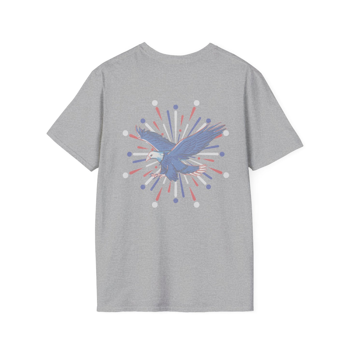 USA 'Merica Red, White & Blue Eagle 4th Women's Softstyle Plus Short Sleeve Double-Sided T-Shirt Sizes xl-5xl