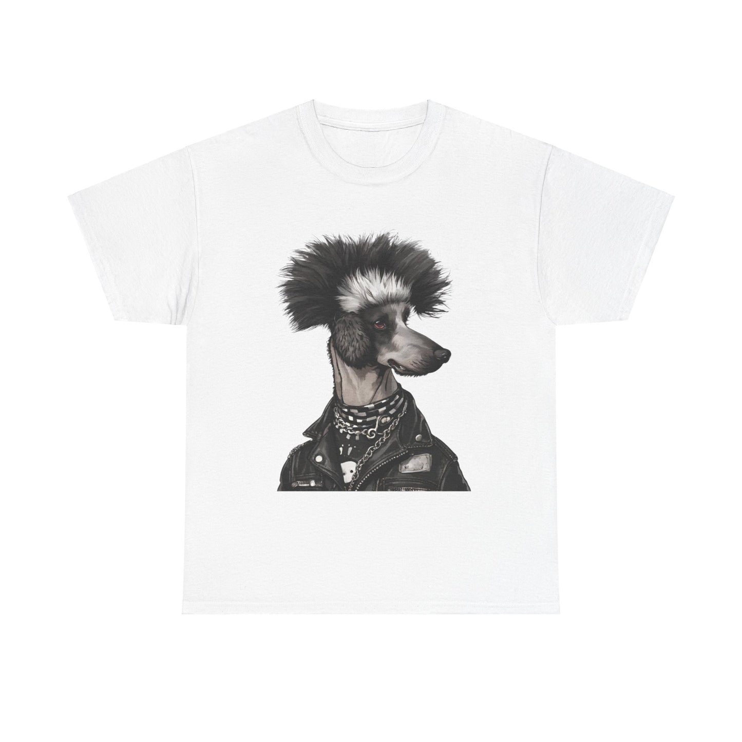 Black & White Punk Rock Poodle Puppy Dog Women's Plus Cotton Tee Size xl-5xl