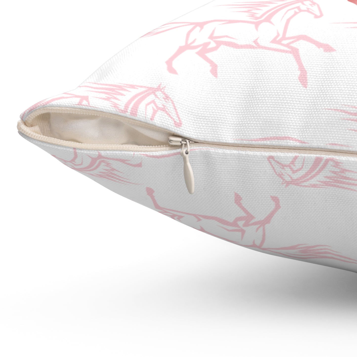 Pink Woman on Horseback Coquette Pink Bow Cowgirl Country Square Pillow Multiple Sizes