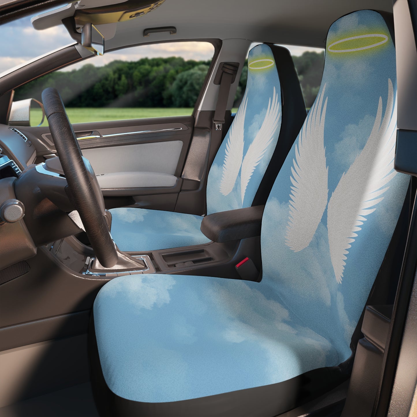 Heavenly Cloud Angel Halo & Wings Pattern Car Seat Covers