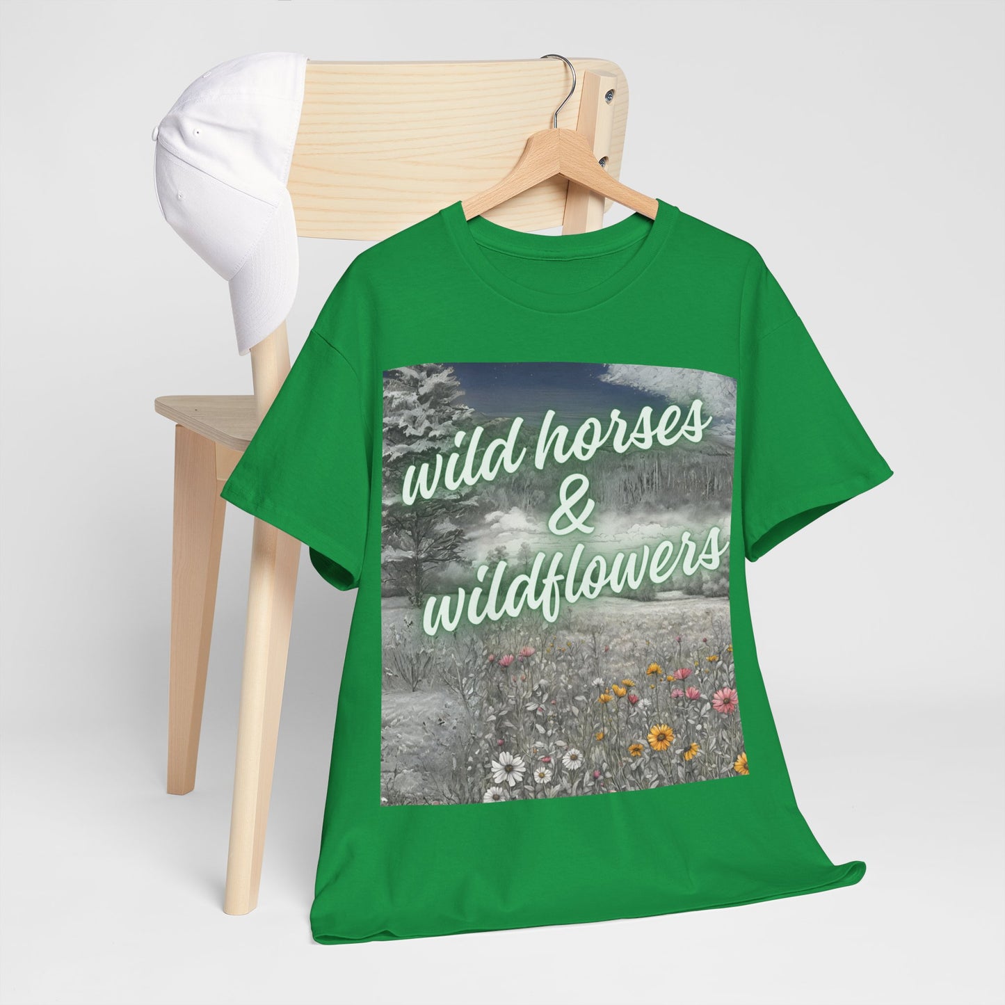 Wild Horses & Wildflowers Country Cowgirl Women's Plus Short Sleeved Cotton Tee Size xl-5xl