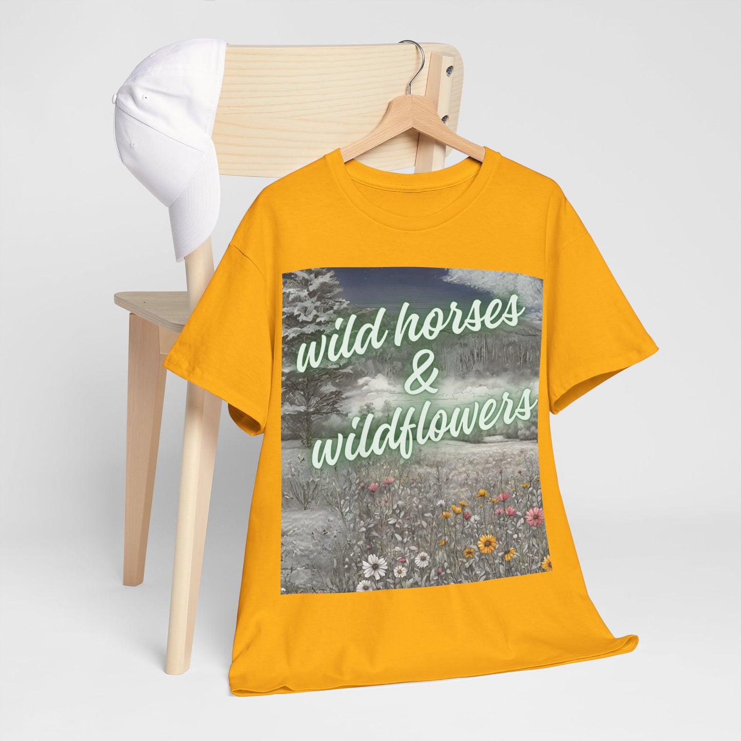 Wild Horses & Wildflowers Country Cowgirl Women's Plus Short Sleeved Cotton Tee Size xl-5xl