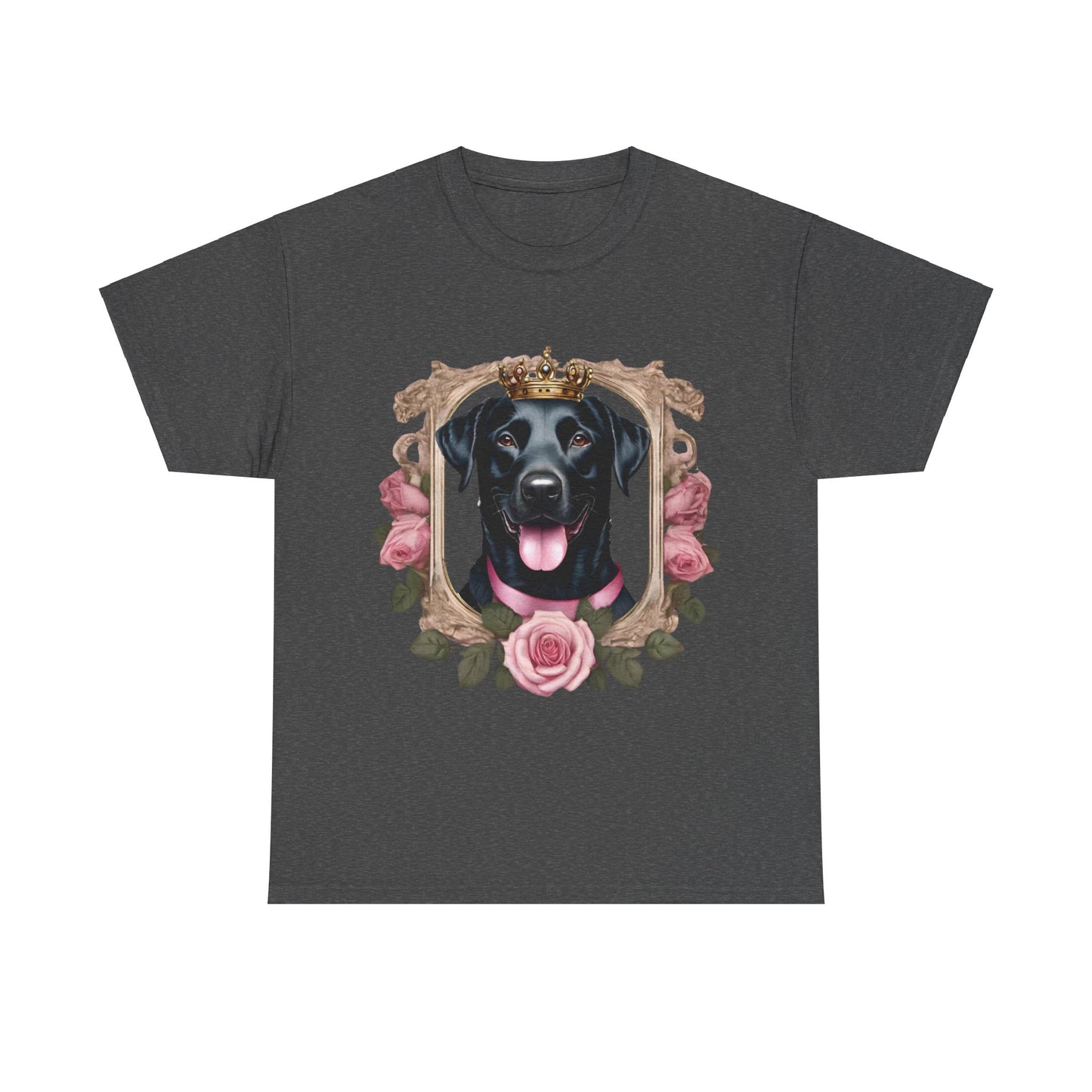 Coquette Pink Rose Smiling Black Labrador Prince Princess Puppy Dog Women's Plus Cotton Tee Size xl-5xl