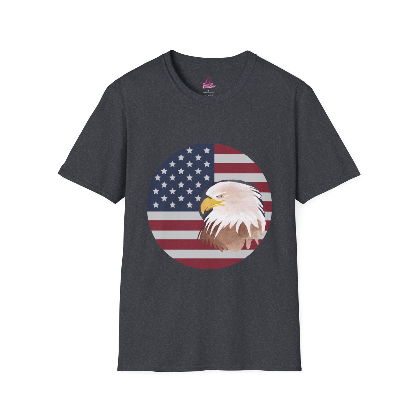 Red, White & Blue Eagle and Flag Antique 4th Softstyle Plus Short Sleeve T-Shirt Multiple Sizes xl-5xl