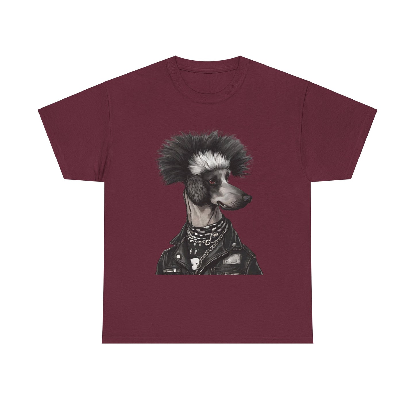 Black & White Punk Rock Poodle Puppy Dog Women's Plus Cotton Tee Size xl-5xl