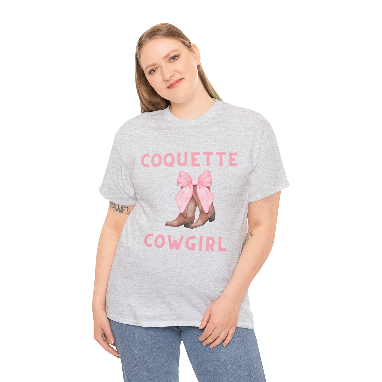 Coquette Cowgirl Bow & Boots Women's Plus Short Sleeved Cotton Tee Size xl-5xl