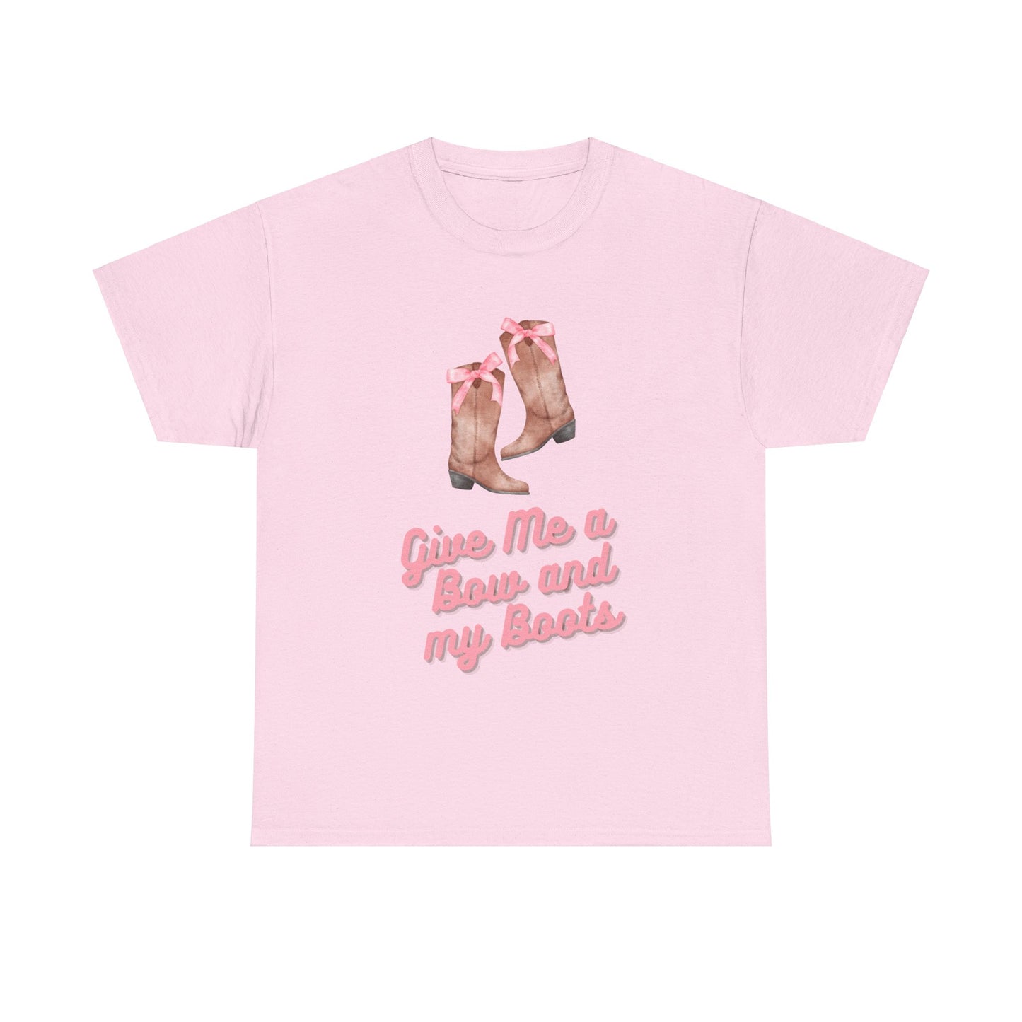 Pink Cowgirl Bow & Boots Women's Plus Short Sleeved Cotton Tee Size xl-5xl