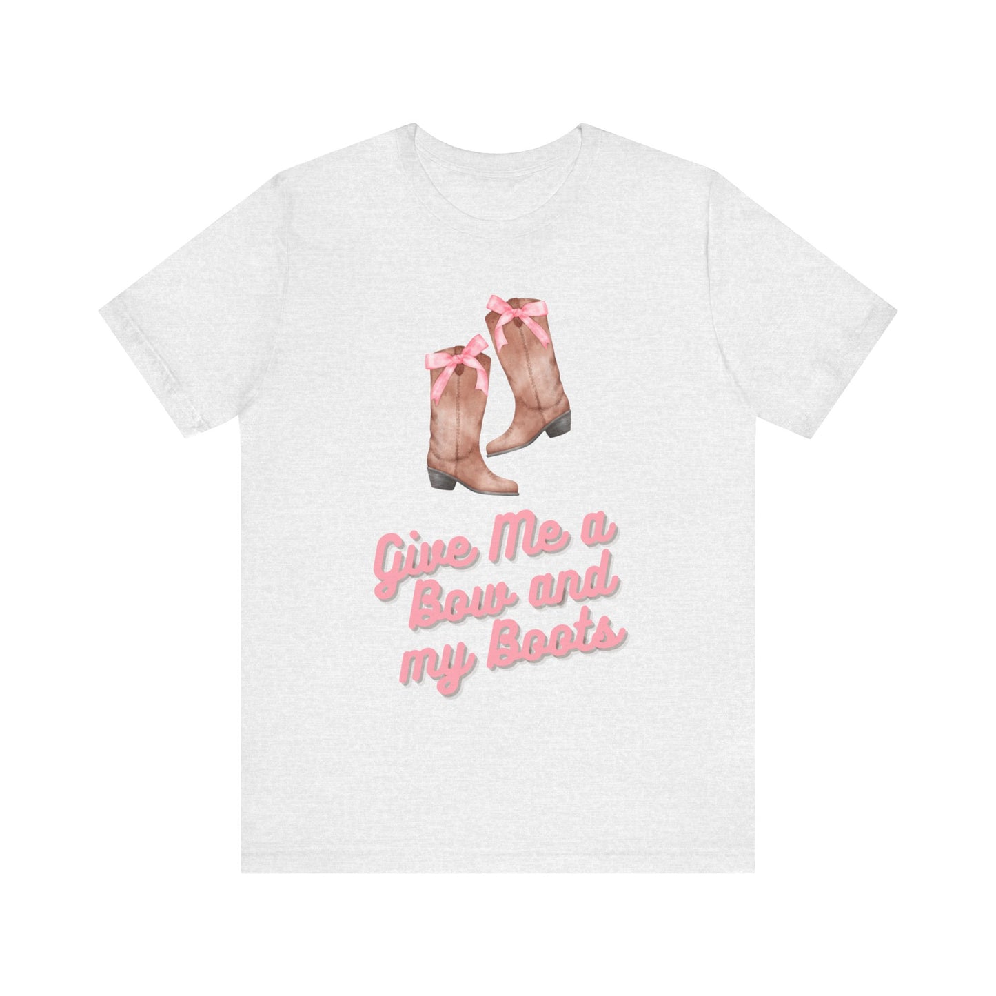 Pink Cowgirl Bow & Boots Women's Jersey Short Sleeved Tee Size S-2xl