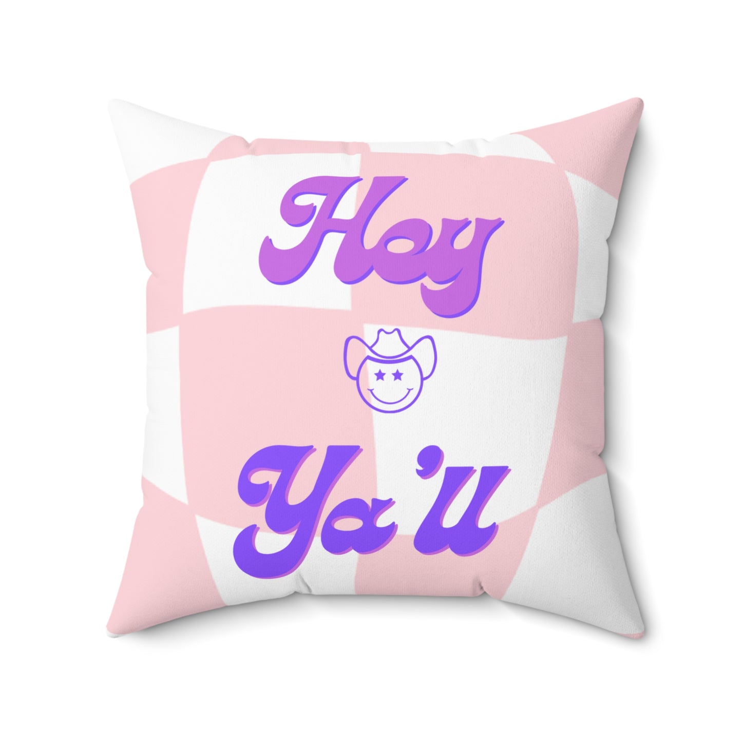 Hey Ya'll Pink & Purple Cowgirl Square Pillow Multiple Sizes