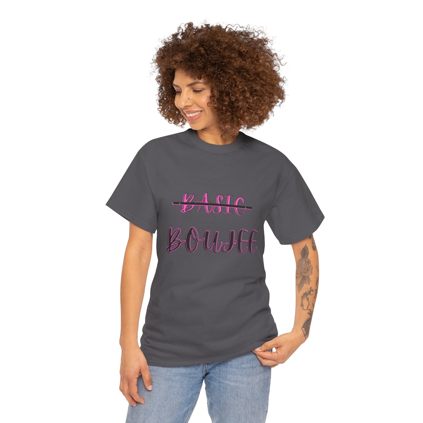 Pink Boujee Not Basic Women's Plus Heavy Cotton Tee Size xl-5xl