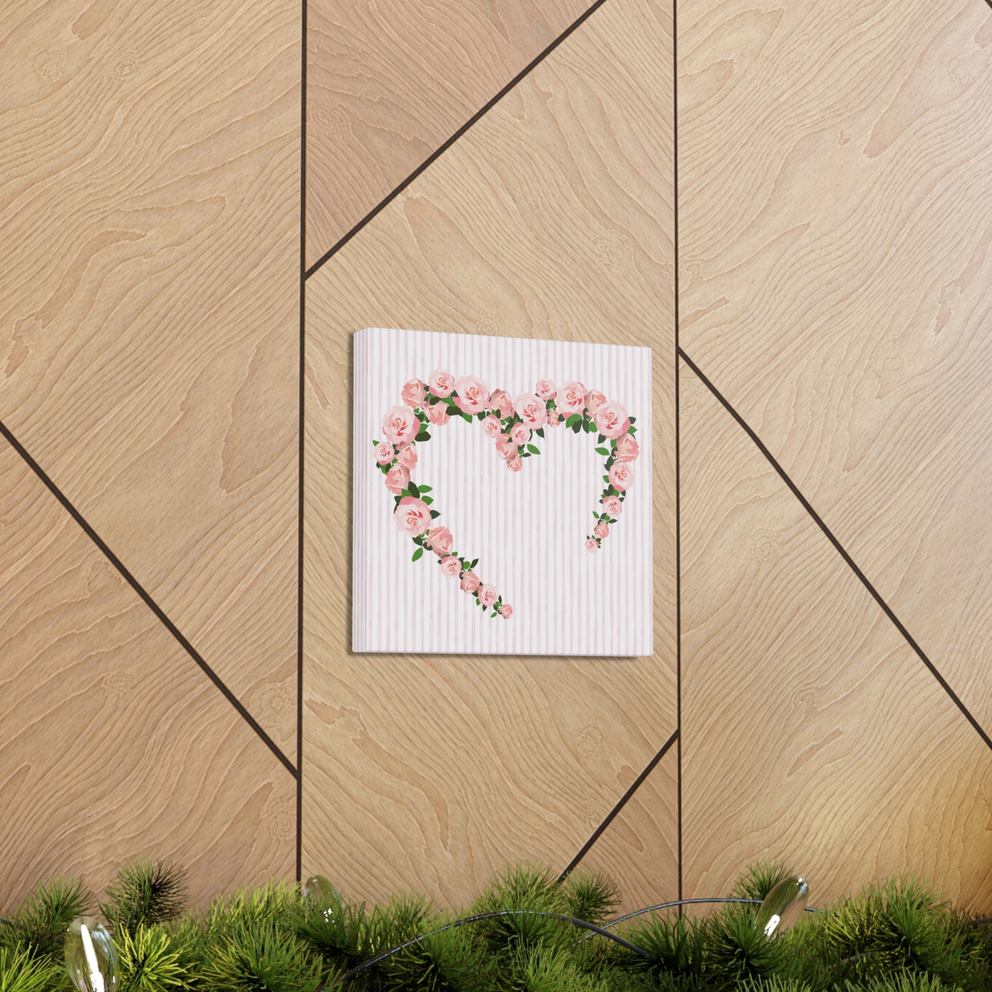 Pink & White Coquette Rose Heart Wrapped Gallery Canvas Art - Multiple Sizes