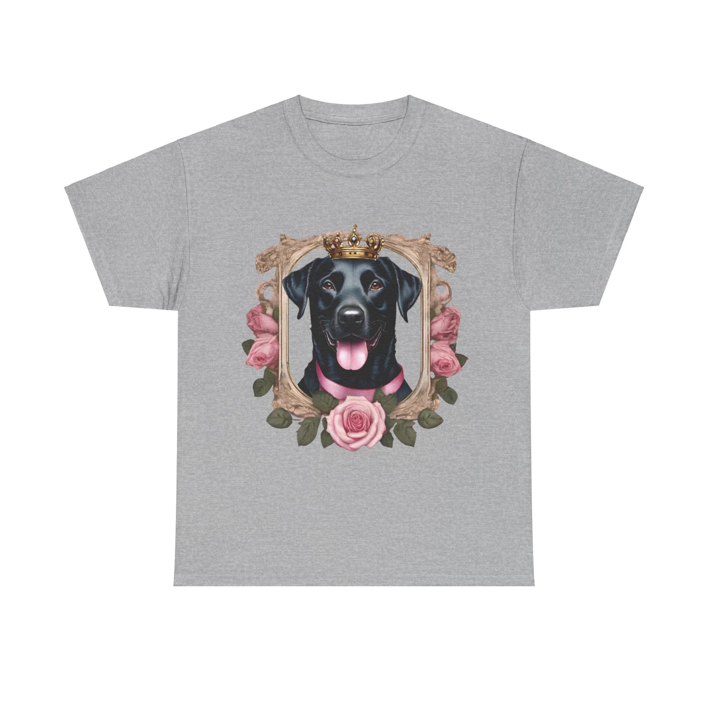Coquette Pink Rose Smiling Black Labrador Prince Princess Puppy Dog Women's Plus Cotton Tee Size xl-5xl