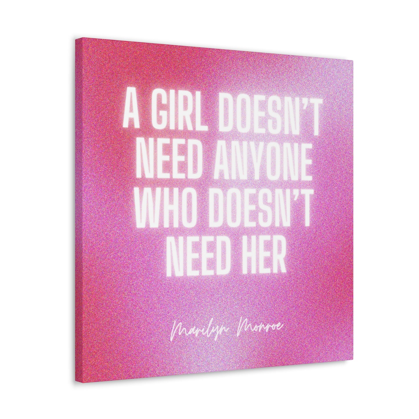 Glow White and Pink Marilyn Monroe Girl Wrapped Canvas Art Multiple Sizes