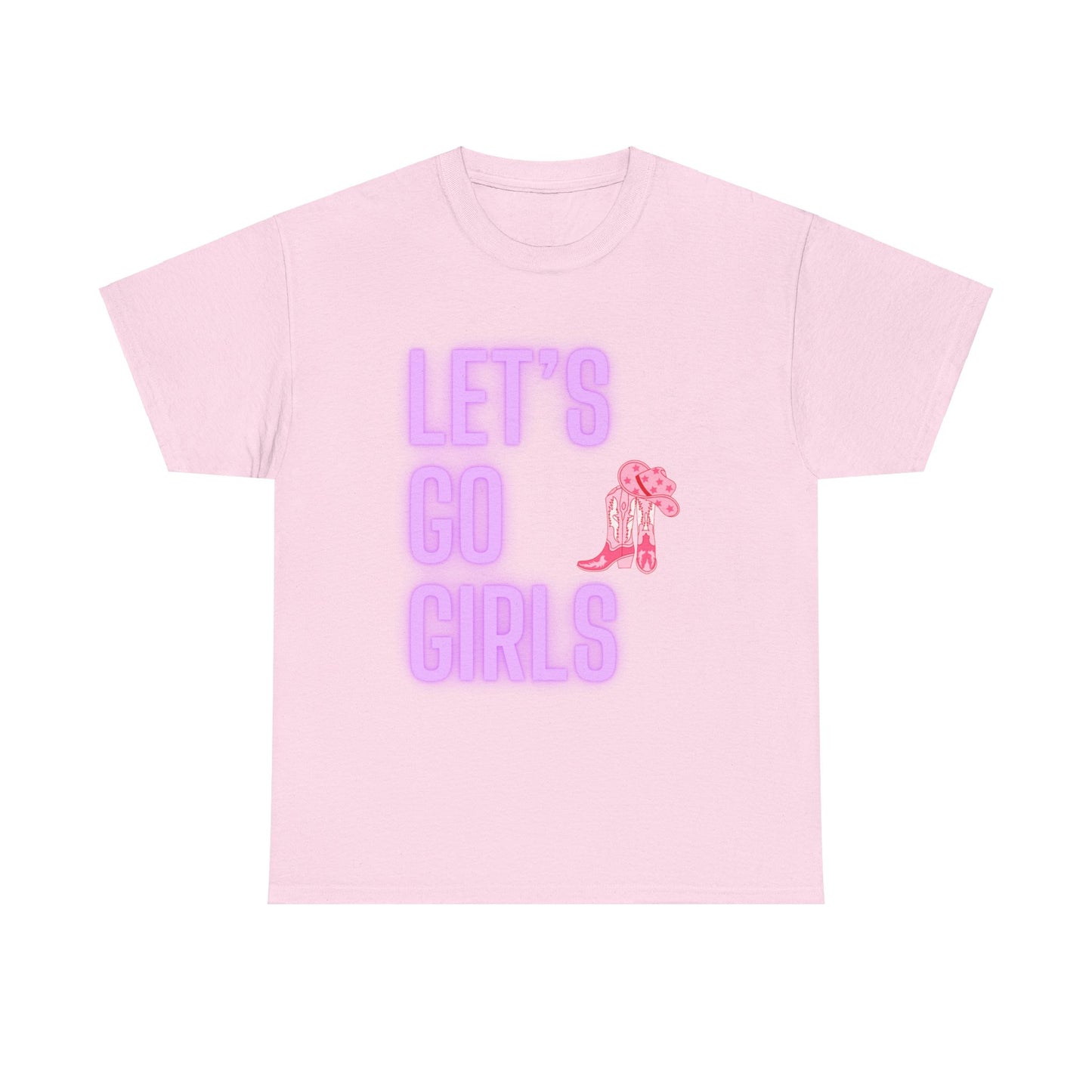 Let's Go Girls Glow Cowgirl Women's Plus Heavy Cotton Tee Size xl-5xl