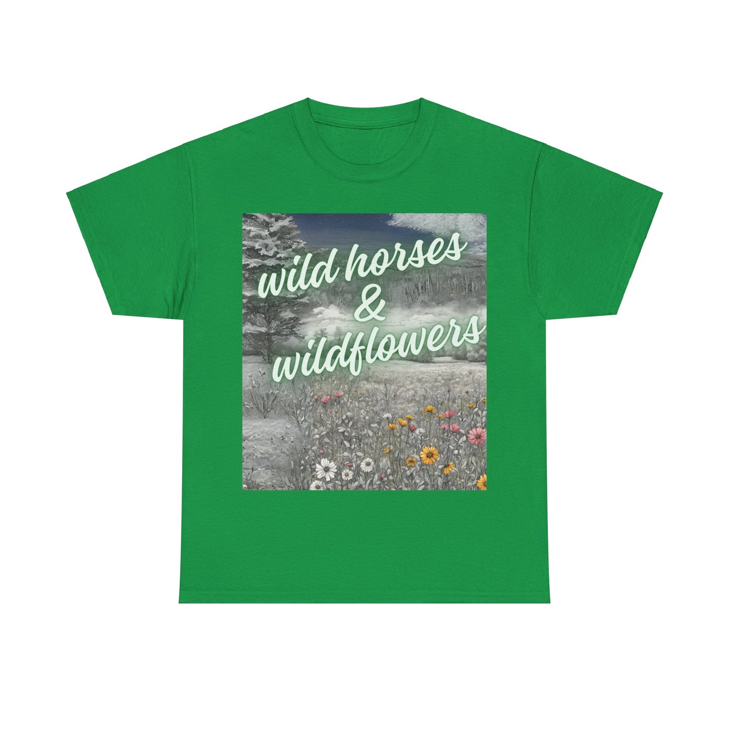 Wild Horses & Wildflowers Country Cowgirl Women's Plus Short Sleeved Cotton Tee Size xl-5xl