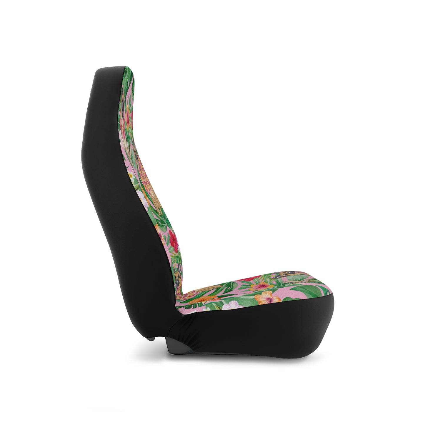 Pink Tropical Flowers & German Shephard Puppy Dog Car Seat Covers