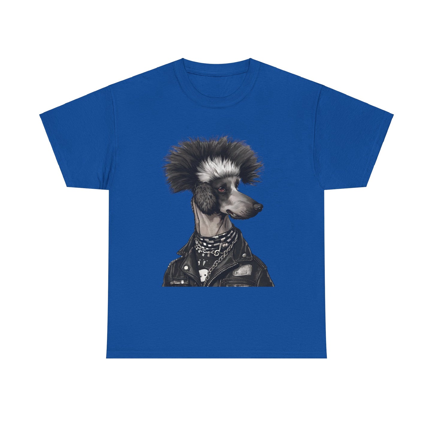 Black & White Punk Rock Poodle Puppy Dog Women's Plus Cotton Tee Size xl-5xl