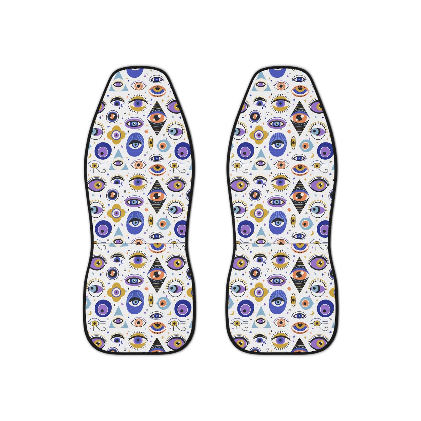 White, Blue, Gold & Purple Evil Eye Pattern Car Seat Covers
