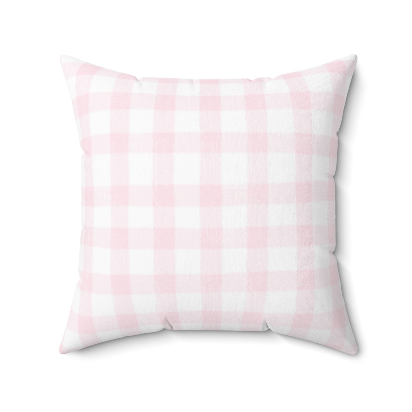 Bright Pink Smiley Star Face Cowgirl Pink and White Plaid Double Sided Square Pillow - Multiple Sizes