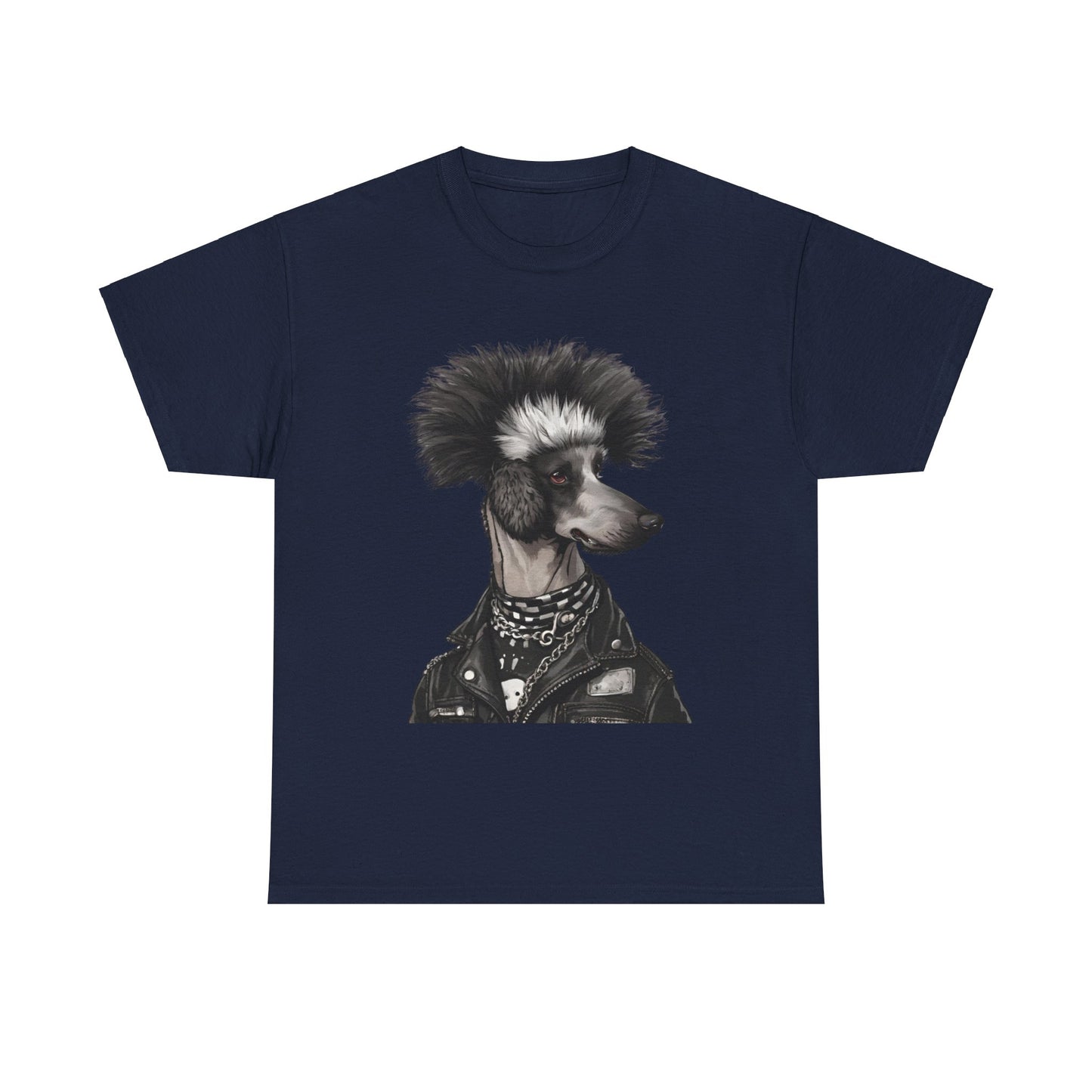 Black & White Punk Rock Poodle Puppy Dog Women's Plus Cotton Tee Size xl-5xl