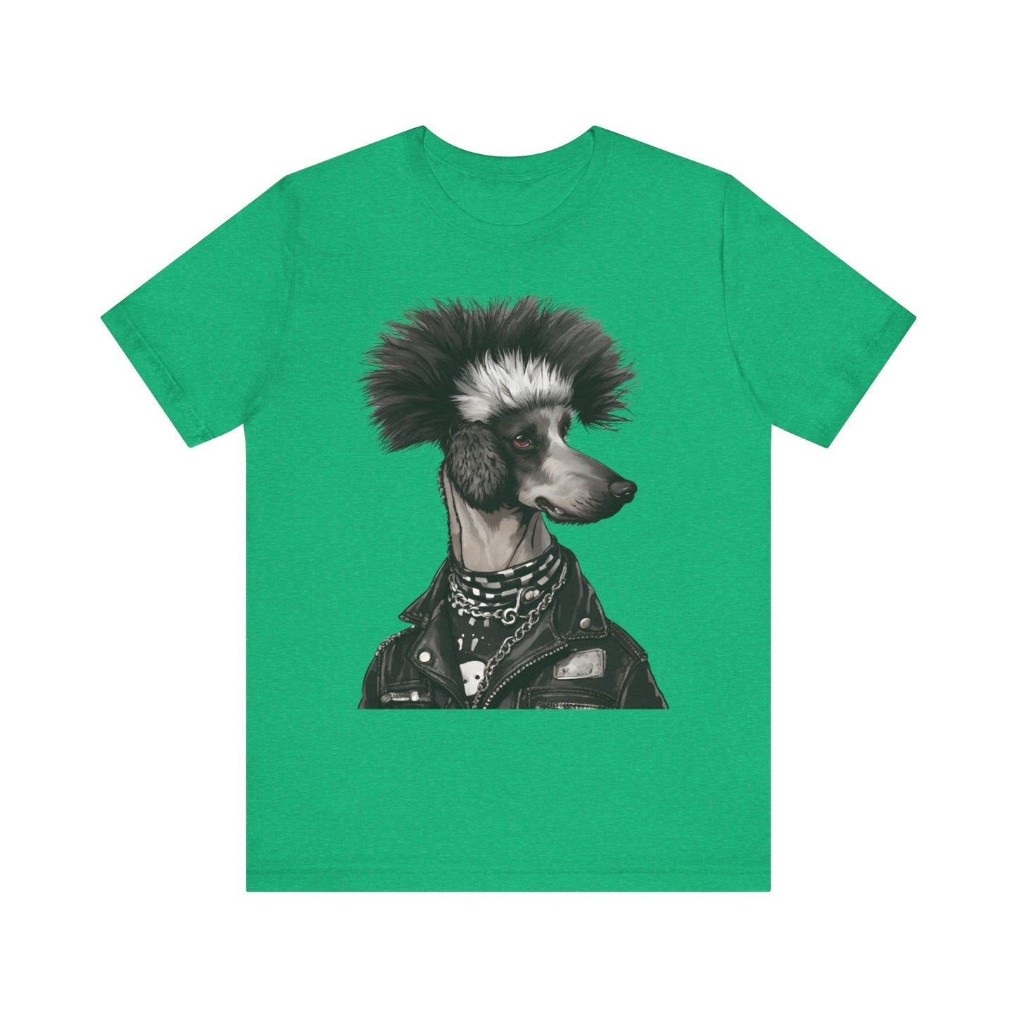Black & White Punk Rock Poodle Puppy Dog Women's Jersey Short Sleeve Tee Size s-2xl