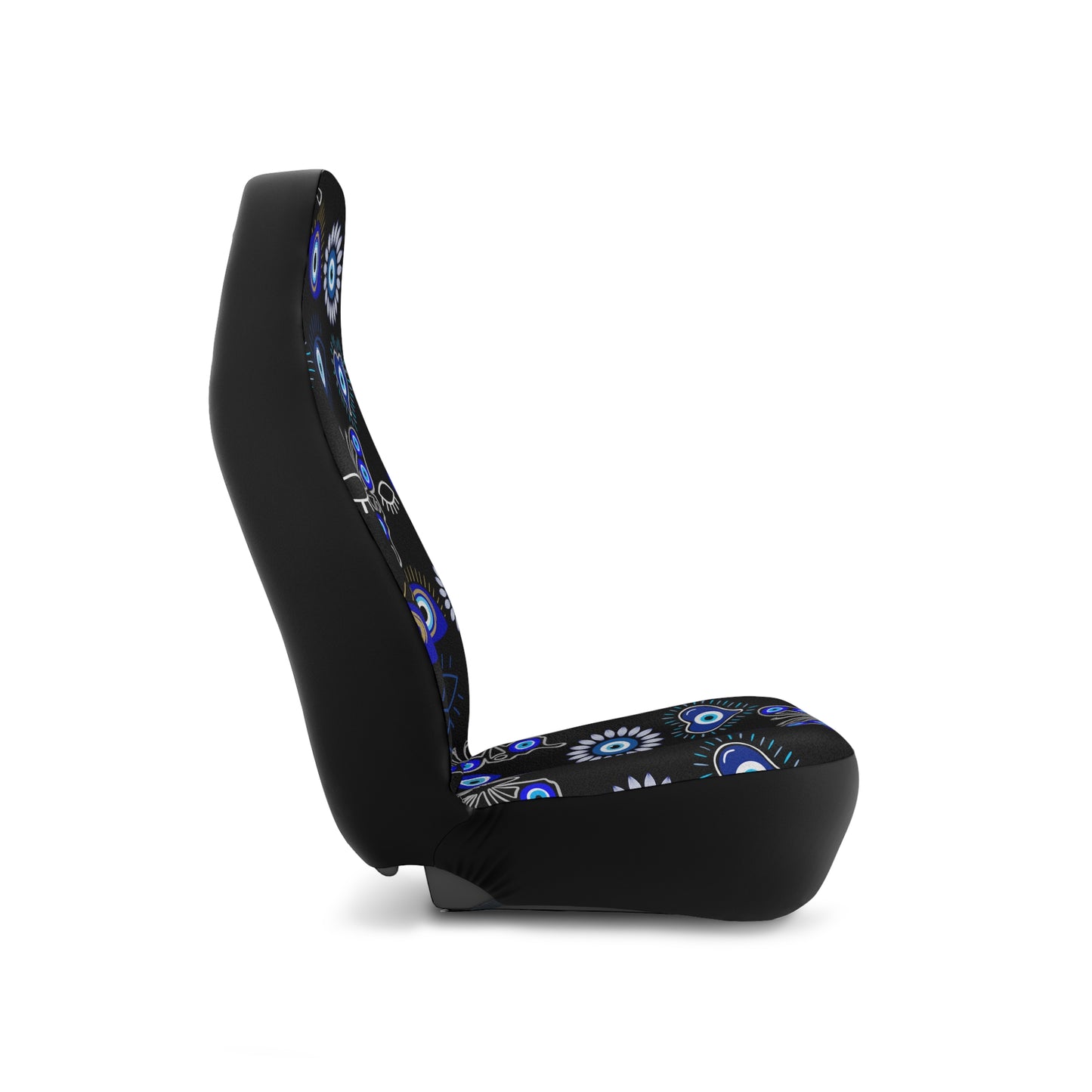 Blue & White All Seeing Evil Eye Butterfly Black Car Seat Covers