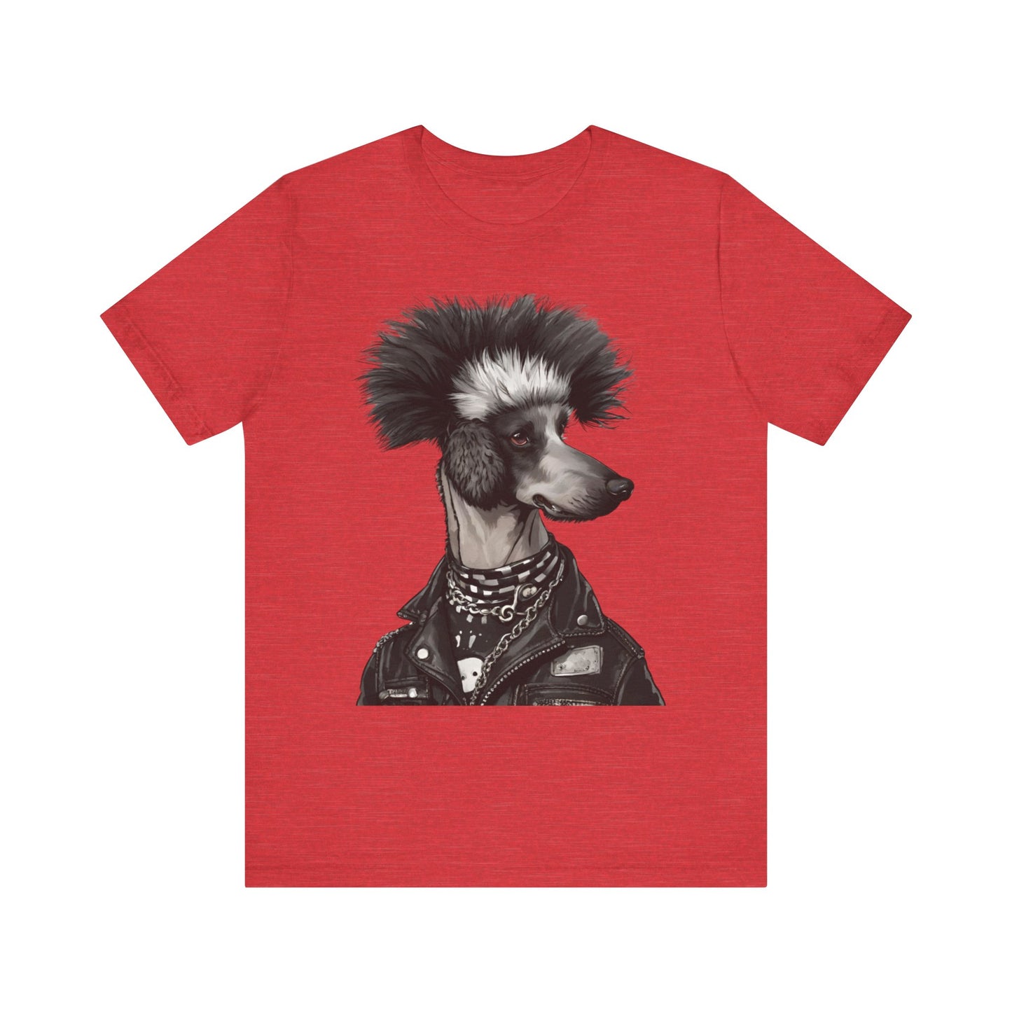 Black & White Punk Rock Poodle Puppy Dog Women's Jersey Short Sleeve Tee Size s-2xl