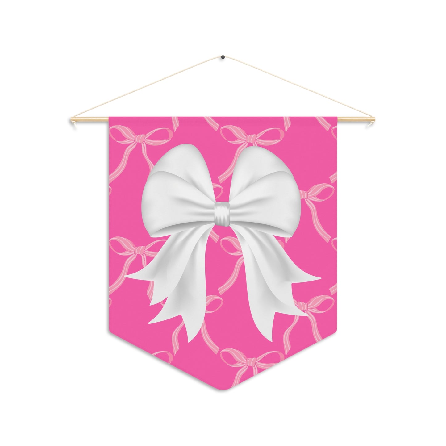 Bubblegum Pink Coquette White Bow Pennant