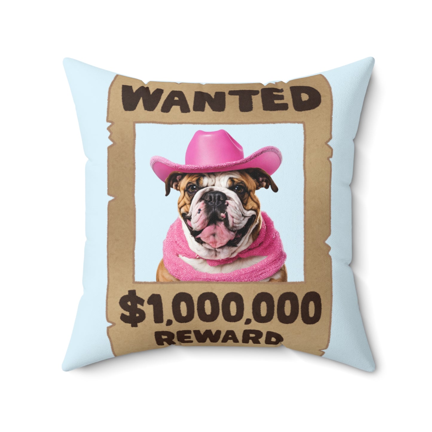 Wanted for Reward Cowboy Bulldog Colorful Double Sided Square Pillow Multiple Sizes