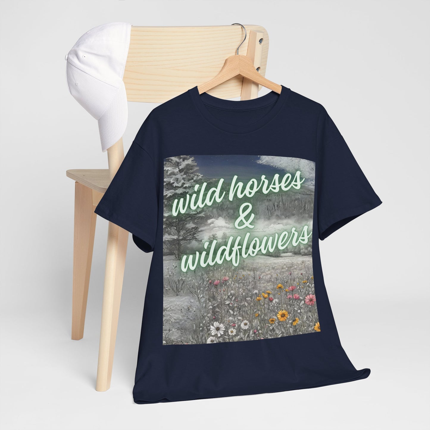 Wild Horses & Wildflowers Country Cowgirl Women's Plus Short Sleeved Cotton Tee Size xl-5xl