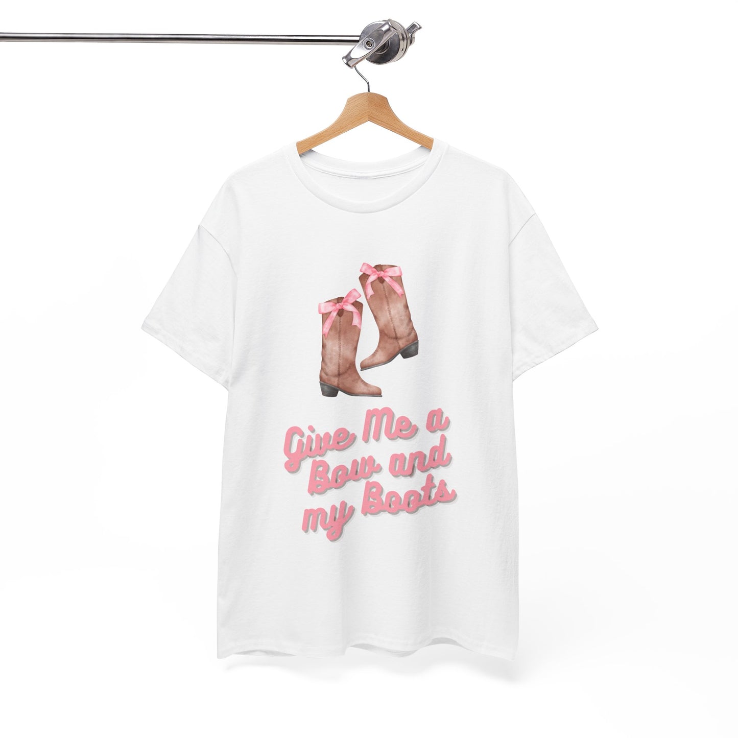 Pink Cowgirl Bow & Boots Women's Plus Short Sleeved Cotton Tee Size xl-5xl