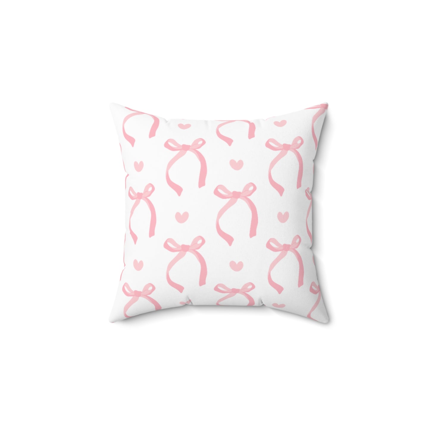 Pink & White Coquette Bow with Rose Square Double-Sided Pillow - Multiple Sizes