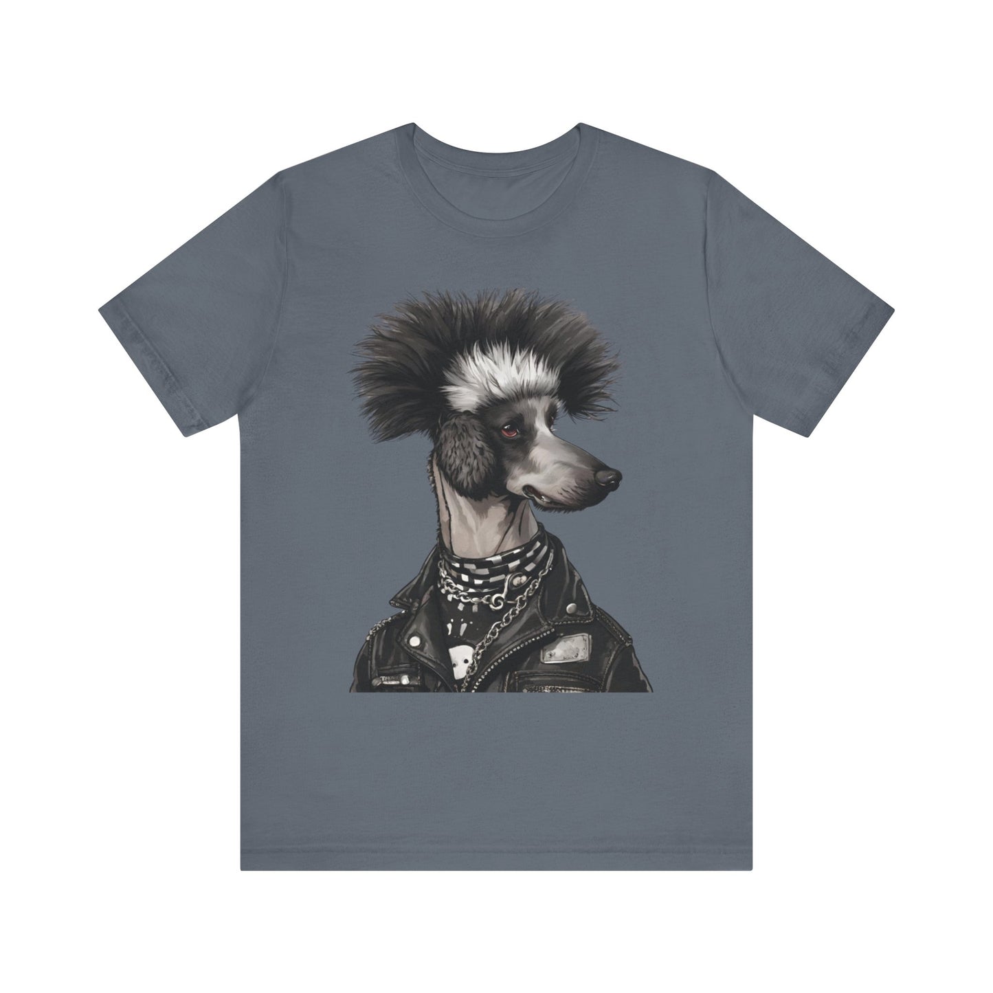 Black & White Punk Rock Poodle Puppy Dog Women's Jersey Short Sleeve Tee Size s-2xl