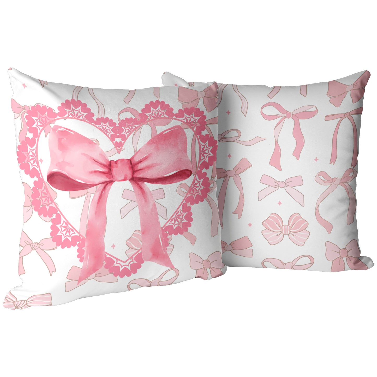 Coquette Large Pink Heart & Bow Pattern Pillow Cover 26" Square
