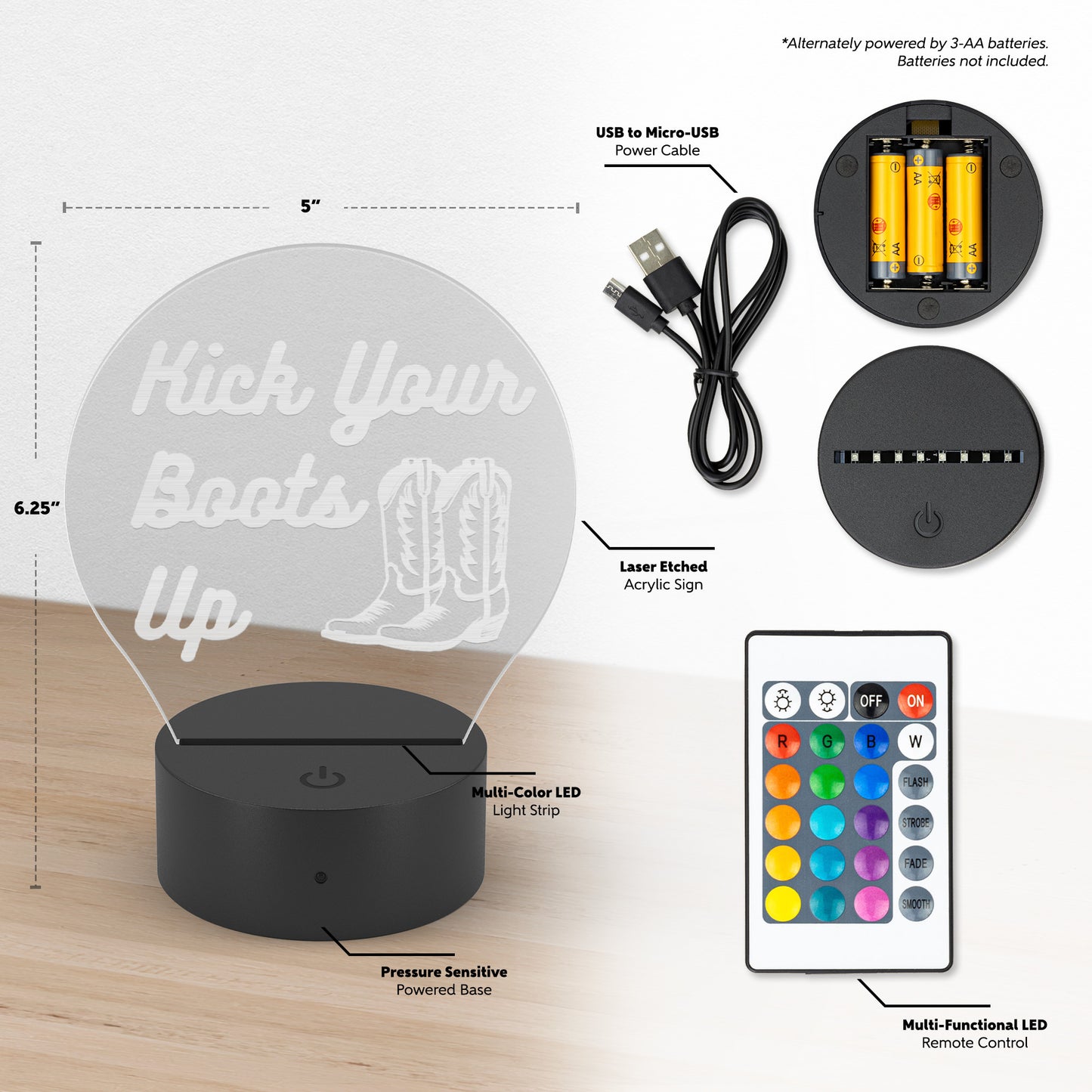 Kick Your Boots Up Cowgirl Acrylic Led Light