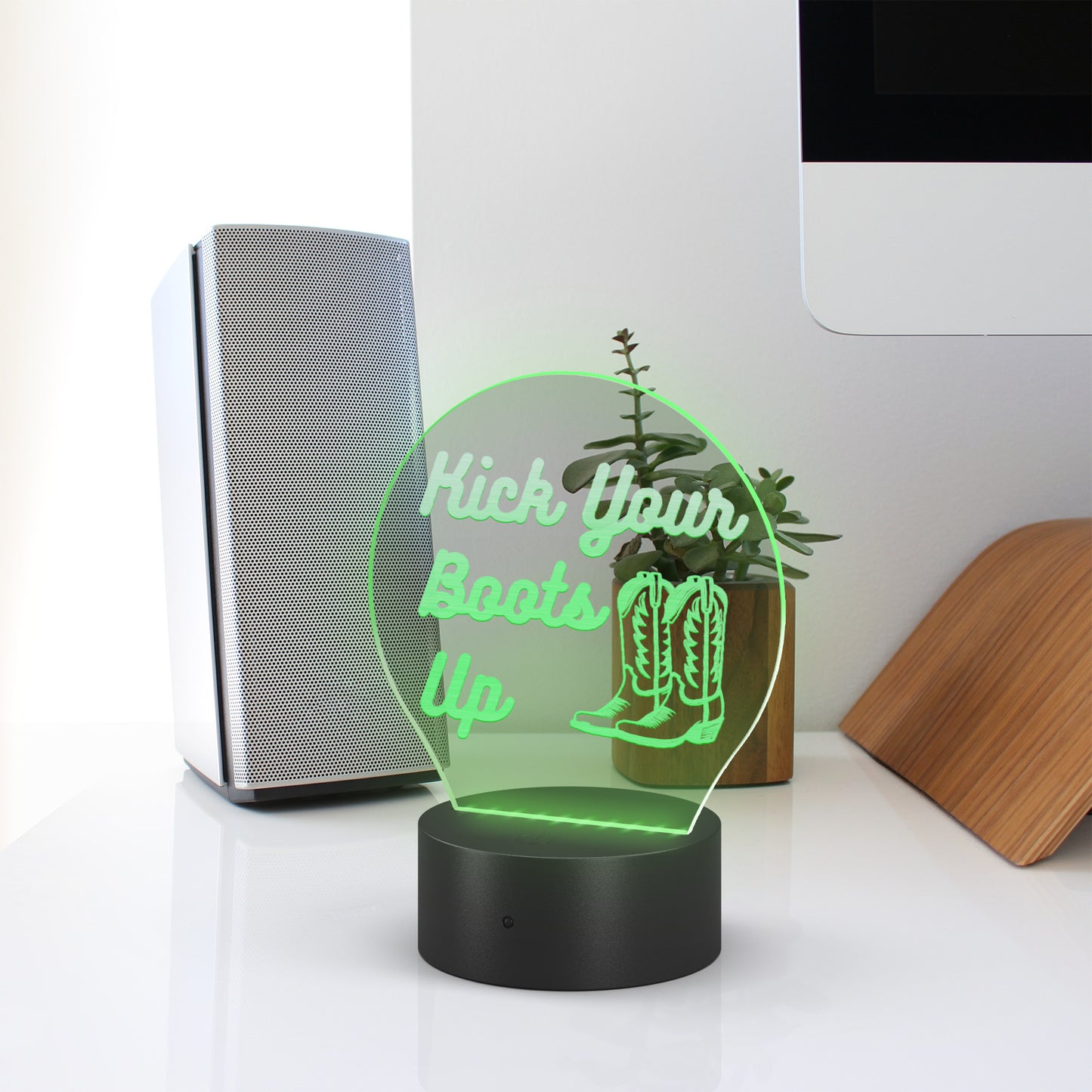 Kick Your Boots Up Cowgirl Acrylic Led Light