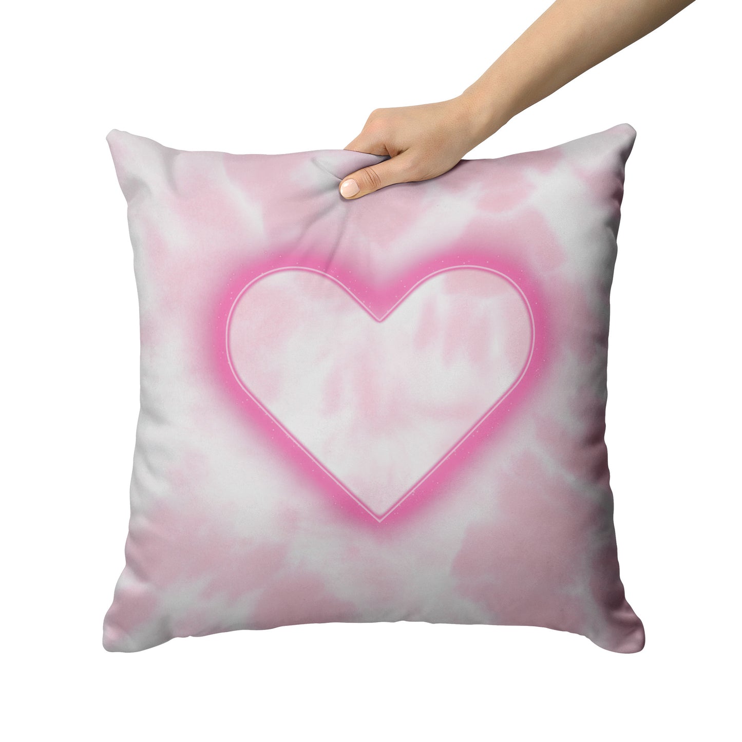 Pink Glowing Love Heart Pillow Cover 26" Square
