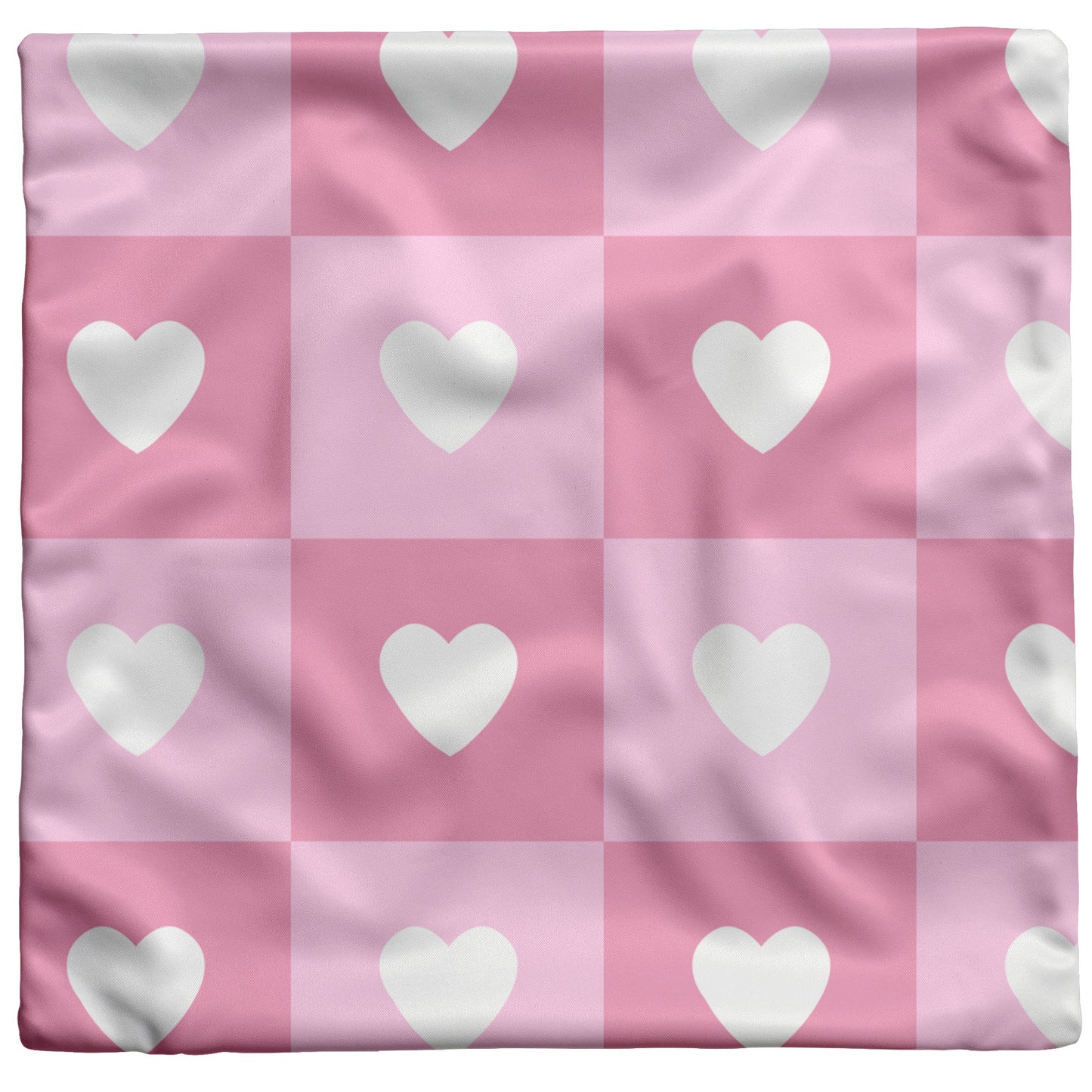 Pink Heart Square Pattern Pillow Cover 26"