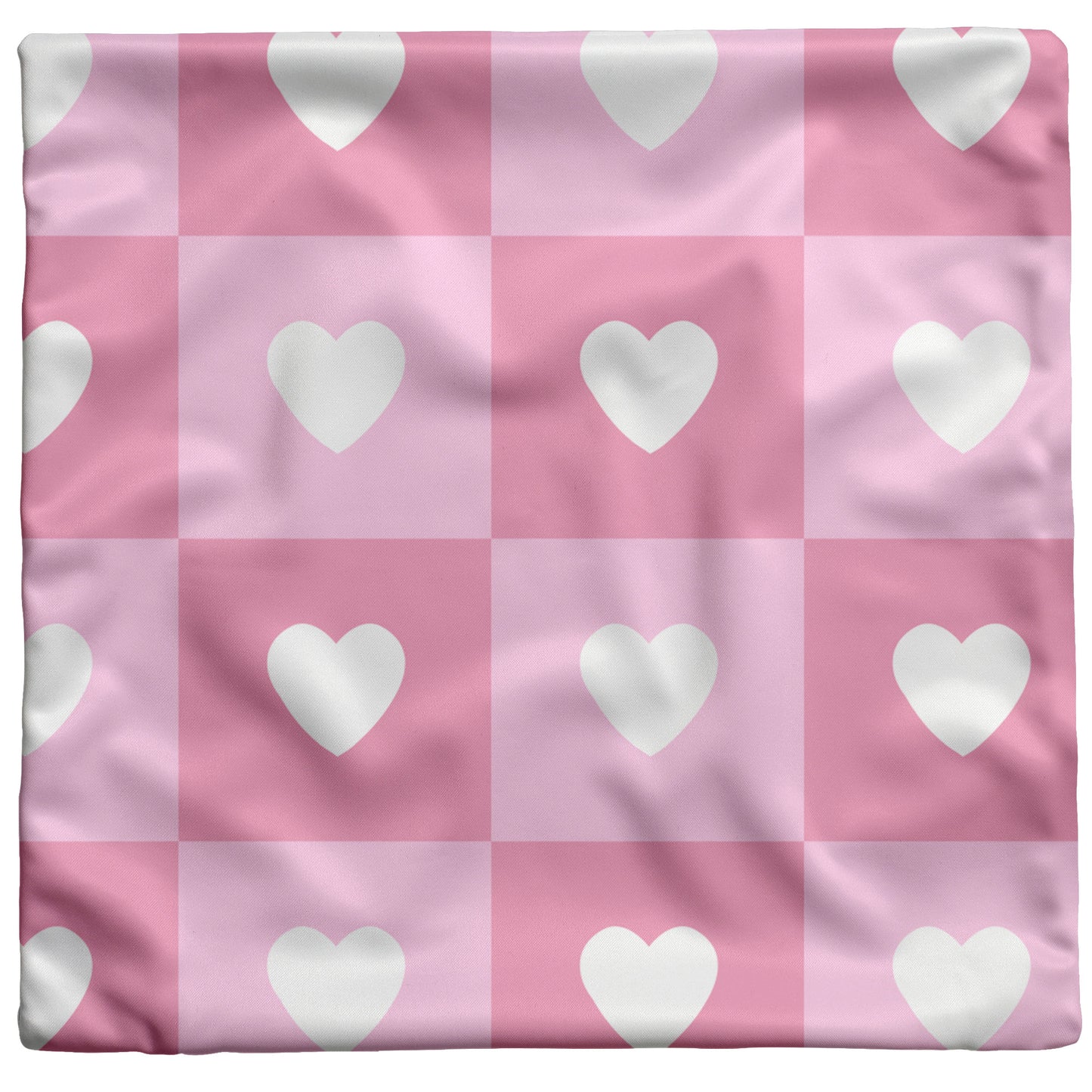 Pink Heart Square Pattern Pillow Cover 26"