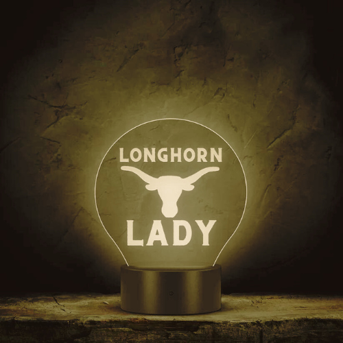 Longhorn Lady University Acrylic LED Table Light